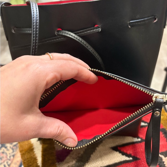 Mansur Gavriel Black Bucket Bag Red Interior + Pouch | Like New